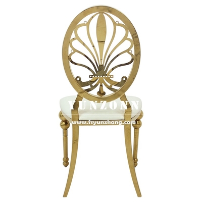 Banquet Chaise métallique Événement Fête Location de fleur d'or Retour en acier inoxydable Chaise de mariage d'hôtel