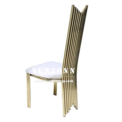 Longue arrière mariage en métal événement banquet chaises meubles modernes en acier inoxydable chaise de mariage