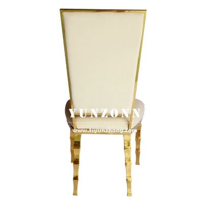 Chaise de banquet d'hôtel avec pieds en forme de bambou uniques, chaise de mariage en acier inoxydable doré pour location d'événements et de fêtes