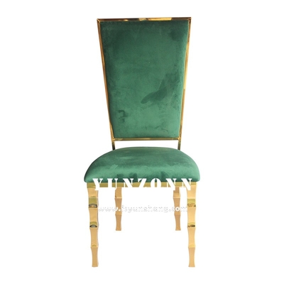 Chaise de banquet d'hôtel avec pieds en forme de bambou uniques, chaise de mariage en acier inoxydable doré pour location d'événements et de fêtes
