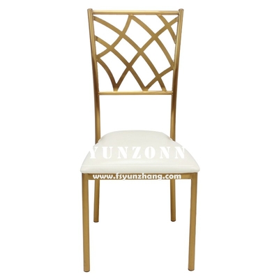 Meubles de salle à manger modernes Mariage empilable Chaise Chiavari Or Chaise de banquet en acier inoxydable
