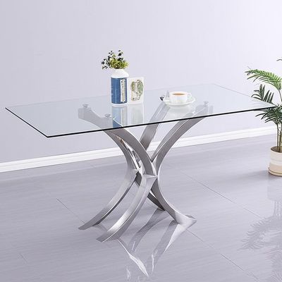 Table de salle à manger 201ss supérieure en verre contemporaine pour la Chambre et l'hôtel