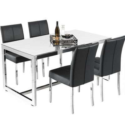 Meubles à la maison de table de salle à manger de luxe de rectangle de l'acier inoxydable 201