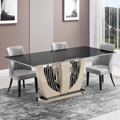 Tables de salle à manger modernes de luxe élégantes avec la finition brillante supérieure en verre