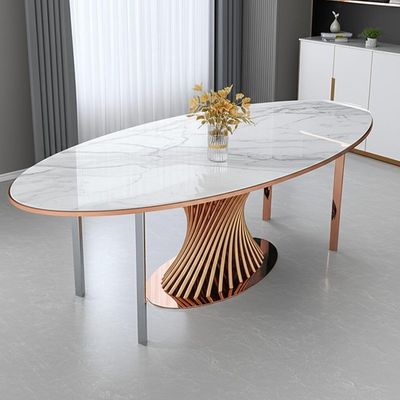 Le marbre a poli les tables de salle à manger modernes de luxe dans Rose Gold Color argentée