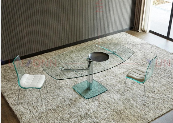 Table de salle à manger multifonctionnelle flexible extensible avec le dessus en verre de deux feuilles