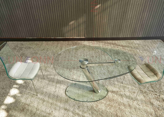 Table de salle à manger multifonctionnelle flexible extensible avec le dessus en verre de deux feuilles