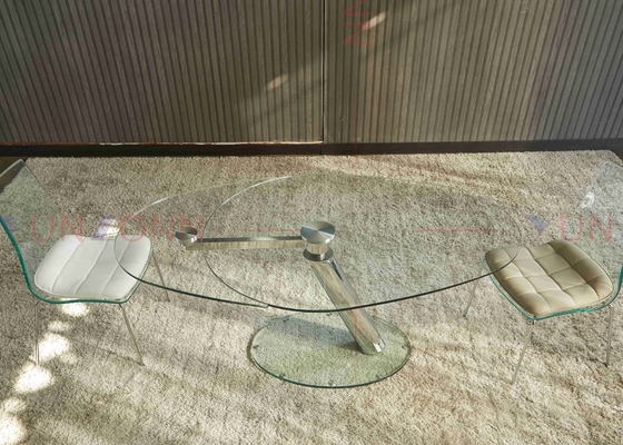 Table de salle à manger multifonctionnelle flexible extensible avec le dessus en verre de deux feuilles