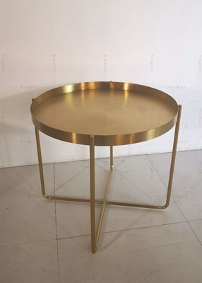 Acier inoxydable de la table basse D60xH50cm 201 latéraux d'or de Tableau de thé en métal