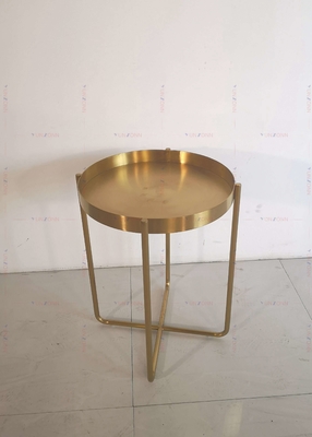 Acier inoxydable de la table basse D60xH50cm 201 latéraux d'or de Tableau de thé en métal