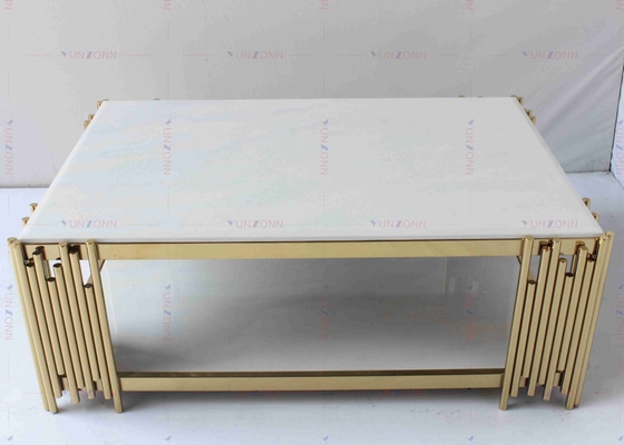 Acier inoxydable de la table basse D60xH50cm 201 latéraux d'or de Tableau de thé en métal