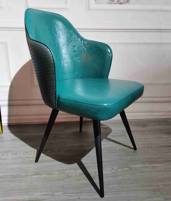 La conception nordique bleue à la maison dinant des chaises allument la chaise en cuir de luxe de dossier