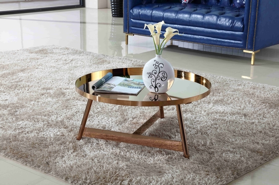 Table basse brillante intérieure d'acier inoxydable autour de Rose Gold Living Room Furniture