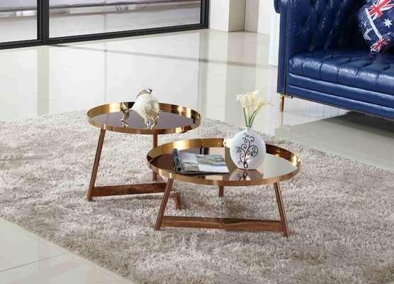 Table basse brillante intérieure d'acier inoxydable autour de Rose Gold Living Room Furniture