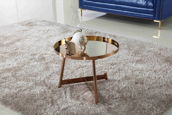 Table basse brillante intérieure d'acier inoxydable autour de Rose Gold Living Room Furniture