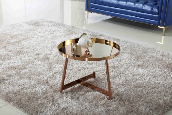 Table basse brillante intérieure d'acier inoxydable autour de Rose Gold Living Room Furniture