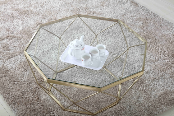 Pièce de emballage vivante élégante de perle de Tableau de thé de tables basses en verre modernes d'acier inoxydable
