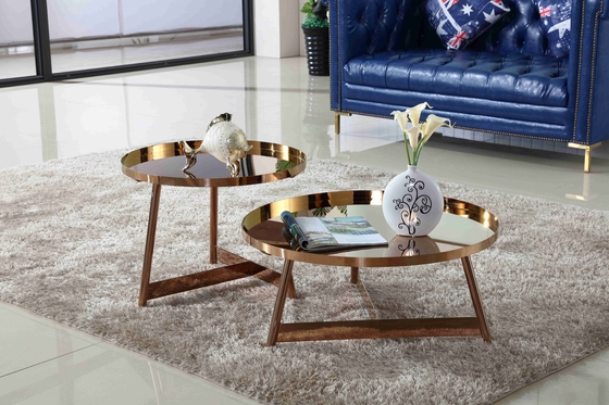Table basse brillante intérieure d'acier inoxydable autour de Rose Gold Living Room Furniture
