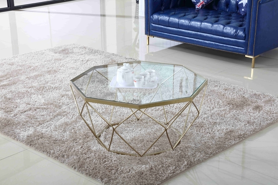 Pièce de emballage vivante élégante de perle de Tableau de thé de tables basses en verre modernes d'acier inoxydable