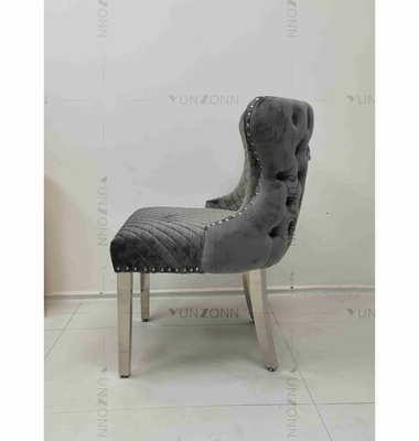 Gray Power Lion Buttoned Back dinant la chaise a capitonné des chaises de salle à manger argentent des jambes d'acier inoxydable