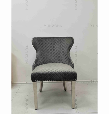 Gray Power Lion Buttoned Back dinant la chaise a capitonné des chaises de salle à manger argentent des jambes d'acier inoxydable