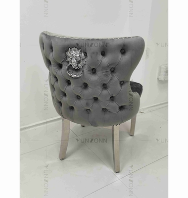 Gray Power Lion Buttoned Back dinant la chaise a capitonné des chaises de salle à manger argentent des jambes d'acier inoxydable
