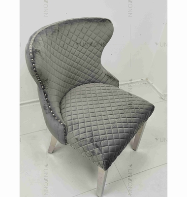 Gray Power Lion Buttoned Back dinant la chaise a capitonné des chaises de salle à manger argentent des jambes d'acier inoxydable