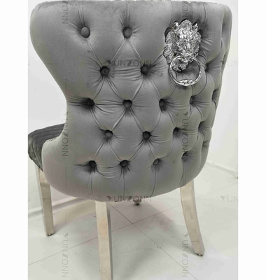 Gray Power Lion Buttoned Back dinant la chaise a capitonné des chaises de salle à manger argentent des jambes d'acier inoxydable
