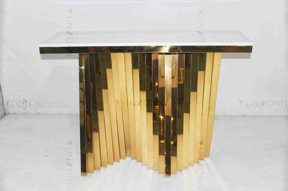 Table de salle à manger moderne de luxe de dessus de verre trempé avec à base métallique durable