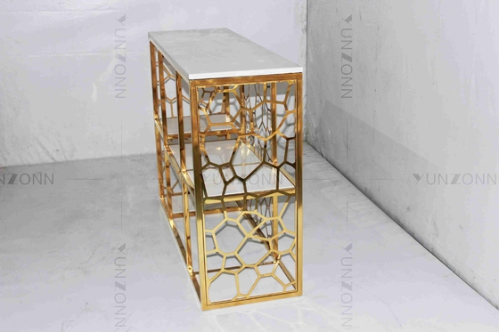 Modèle creux de sortie découpant le rayonnage plaqué par or de marbre de meubles de rangement de conception