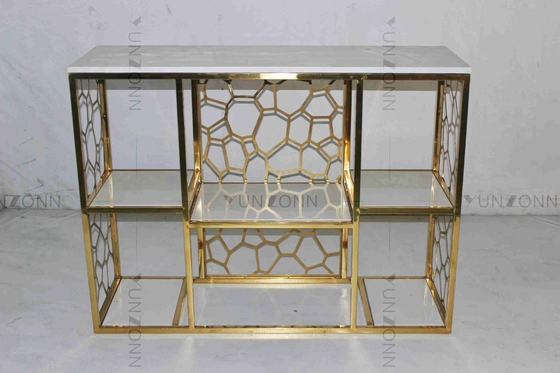 Modèle creux de sortie découpant le rayonnage plaqué par or de marbre de meubles de rangement de conception