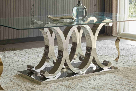 10 table de salle à manger moderne de Seaters solides solubles avec du verre trempé démontable
