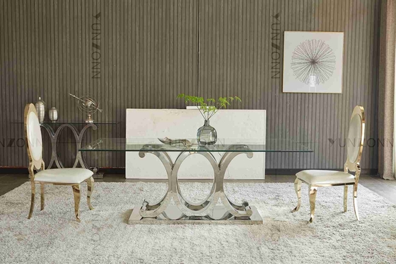 10 table de salle à manger moderne de Seaters solides solubles avec du verre trempé démontable