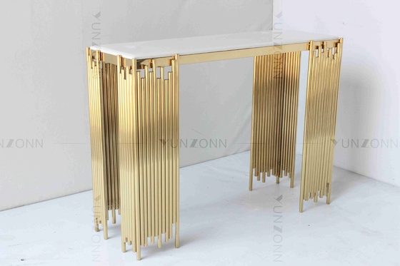 Meubles de luxe modernes tubulaires blancs et d'or de console de Tableau de mur de Cabinet d'étagère