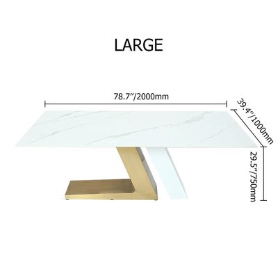 Famille rectangulaire simple multifonctionnelle agglomérée de luxe légère moderne de chaise de table de salle à manger de pierre petite