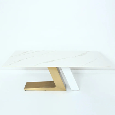Famille rectangulaire simple multifonctionnelle agglomérée de luxe légère moderne de chaise de table de salle à manger de pierre petite