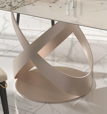 La chaise de table de salle à manger contemporaine de luxe place avec X la base inoxydable de Teel