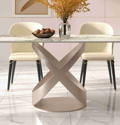 La chaise de table de salle à manger contemporaine de luxe place avec X la base inoxydable de Teel