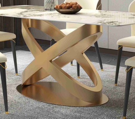 La chaise de table de salle à manger en pierre rectangulaire blanche place les piédestaux en bronze