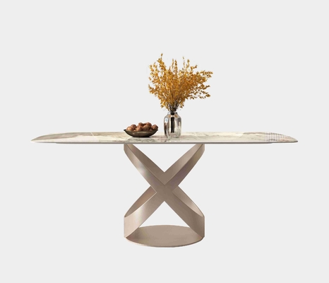 La chaise de table de salle à manger contemporaine de luxe place avec X la base inoxydable de Teel