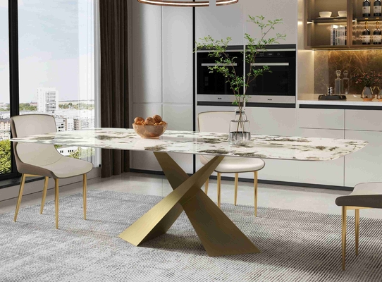 La petite chaise de table de salle à manger d'appartement de panneau lumineux de roche place l'ensemble en bronze de luxe de salle à manger de lumière moderne nordique