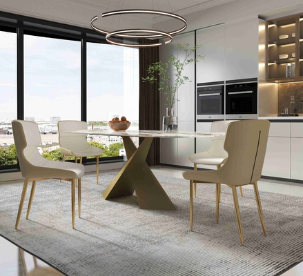 La petite chaise de table de salle à manger d'appartement de panneau lumineux de roche place l'ensemble en bronze de luxe de salle à manger de lumière moderne nordique