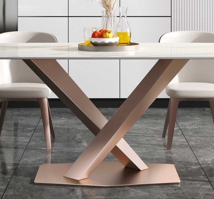 Tout simplement X cadre supérieur de marbre moderne de luxe bas d'acier inoxydable des tables de salle à manger 6 8 Seater