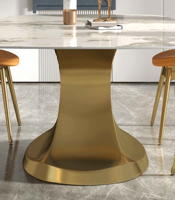 201 salon bas formé par seater de luxe de la table de salle à manger 6 de collection d'or d'acier inoxydable