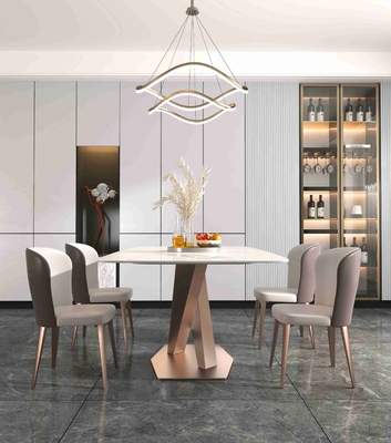 Tout simplement X cadre supérieur de marbre moderne de luxe bas d'acier inoxydable des tables de salle à manger 6 8 Seater