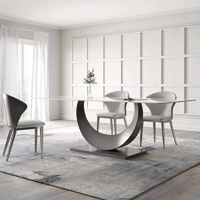 La chaise de table de salle à manger rectangulaire moderne place l'ensemble dinant supérieur de marbre nordique