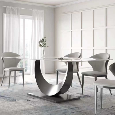 La chaise de table de salle à manger rectangulaire moderne place l'ensemble dinant supérieur de marbre nordique
