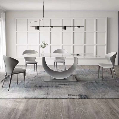 La chaise de table de salle à manger rectangulaire moderne place l'ensemble dinant supérieur de marbre nordique