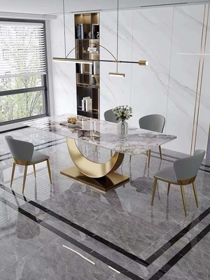 La chaise de table de salle à manger rectangulaire moderne place l'ensemble dinant supérieur de marbre nordique