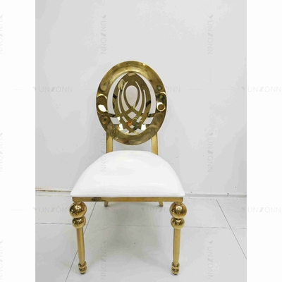 Chaise l'épousant en cuir l'épousant empilable classique d'acier inoxydable de chaise de banquet